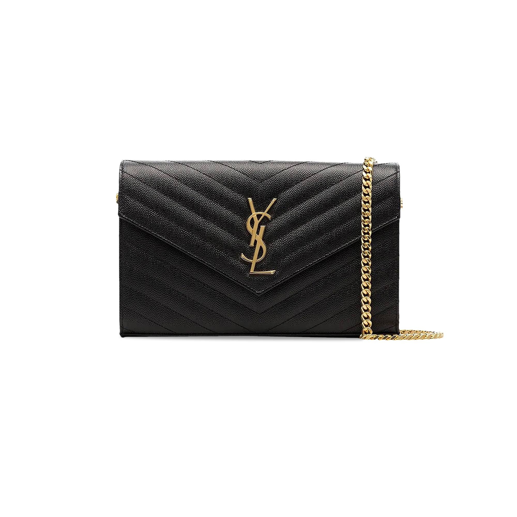 Saint Laurent Medium Matelassé Leather Wallet On Chain 'Nero' - 1