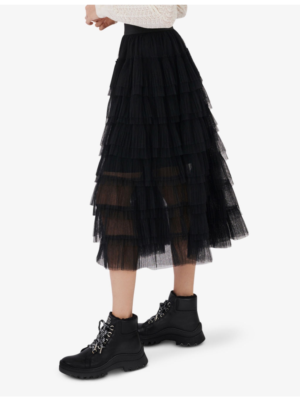 Josepha ruffle-tiered tulle midi skirt - 3