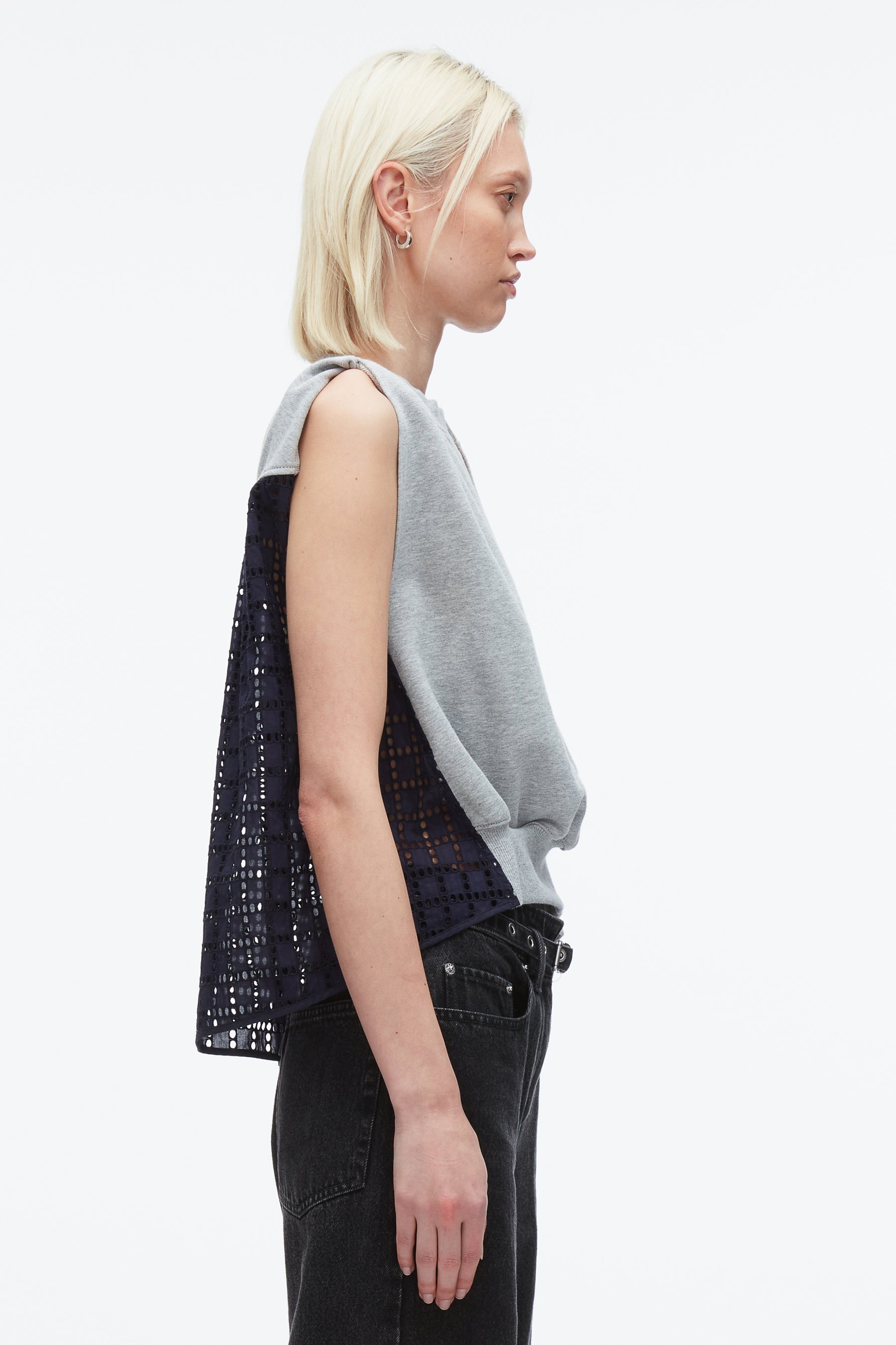 French Terry Top with Broiderie Anglaise Combo - 4