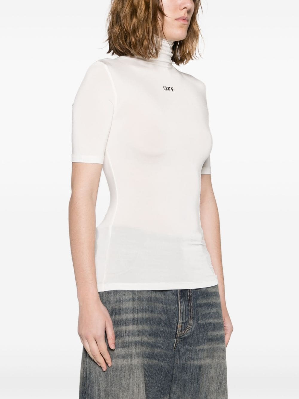 logo-print high-neck T-shirt - 3
