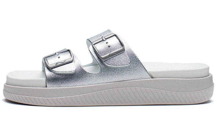 (WMNS) Li-Ning Clap Stylish Casual Fashion Silver Slippers AGAS004-2 - 2