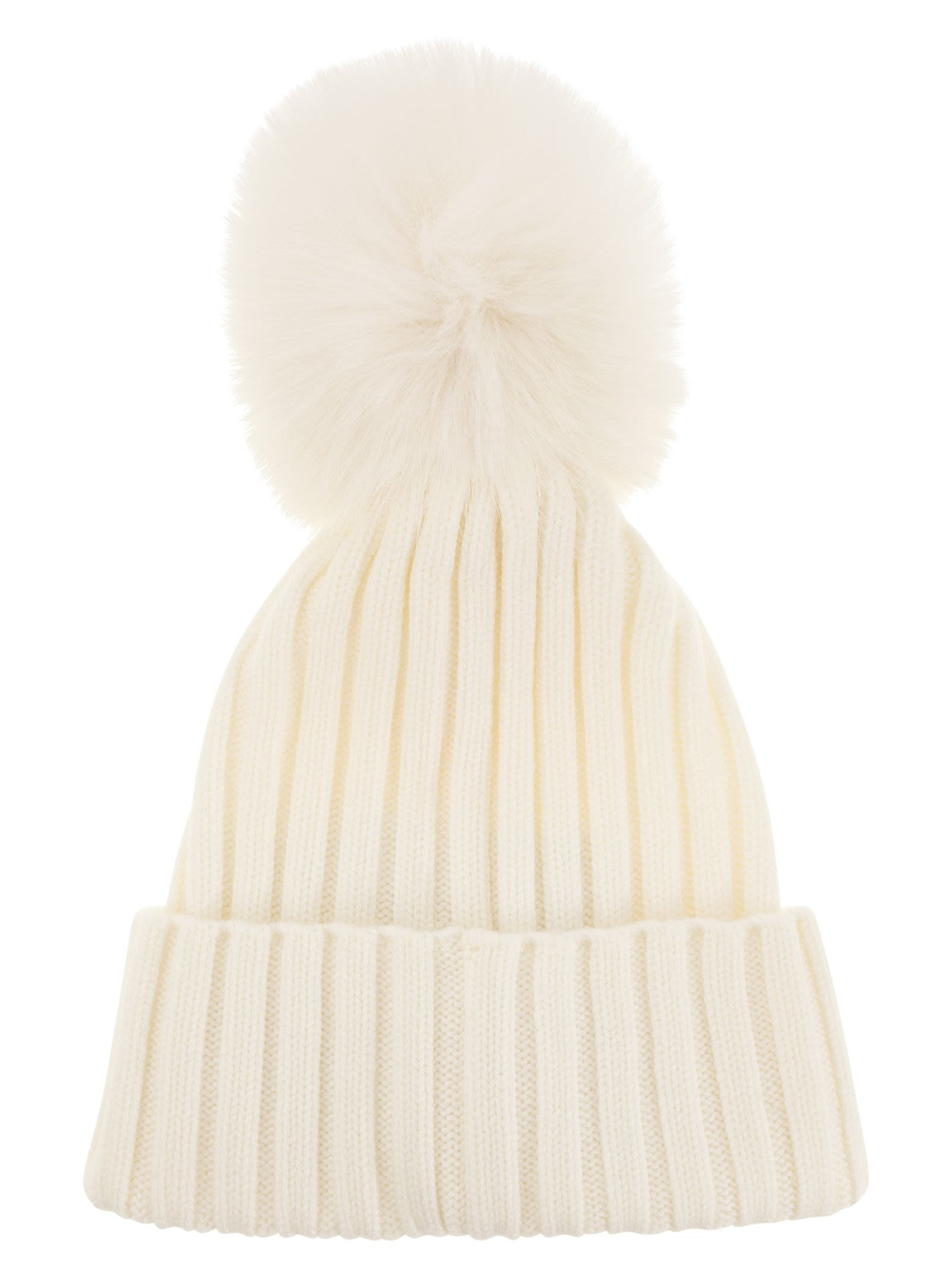Moncler Women Wool Cap With Synthetic Pompom - 2