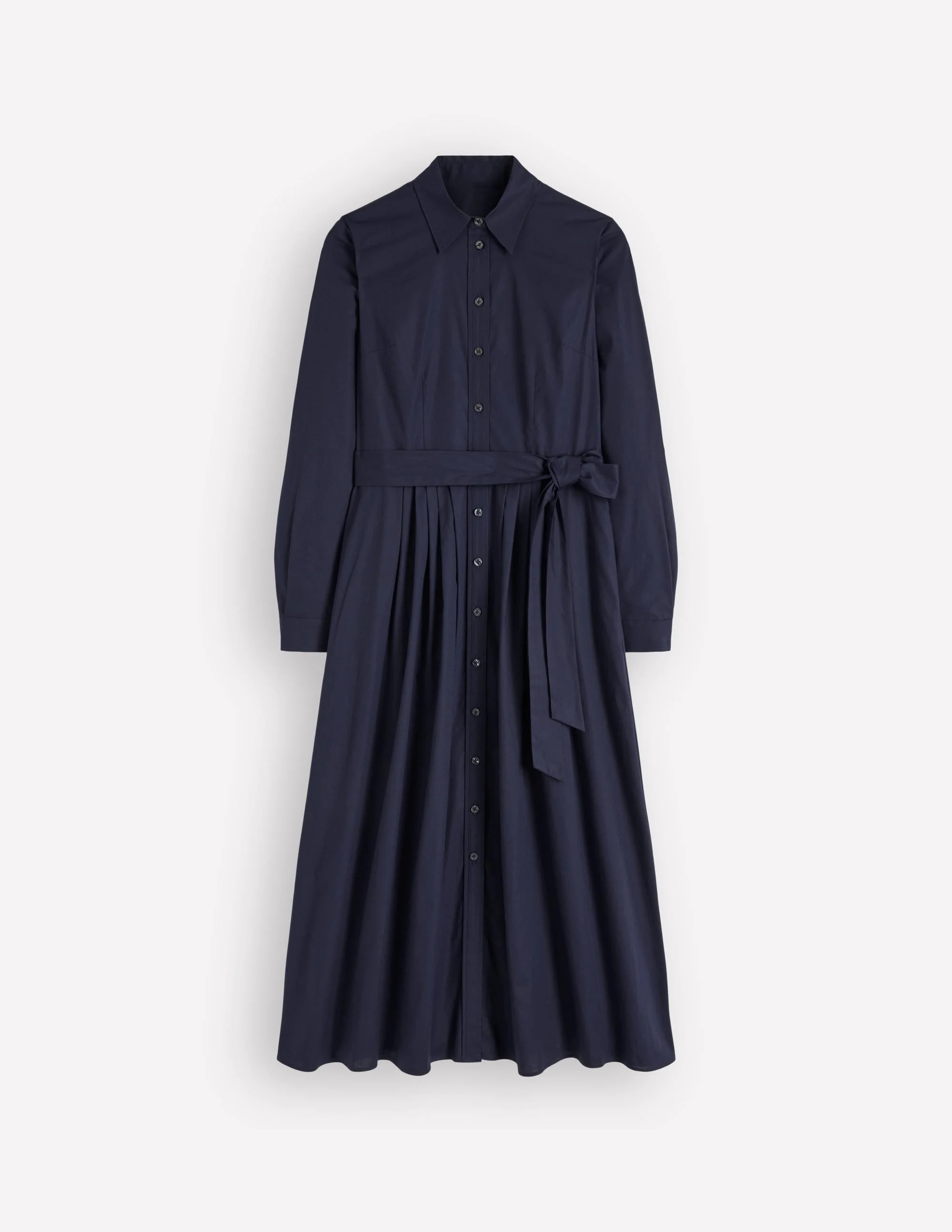 Alexa Cotton Midi Shirt Dress-Navy - 1