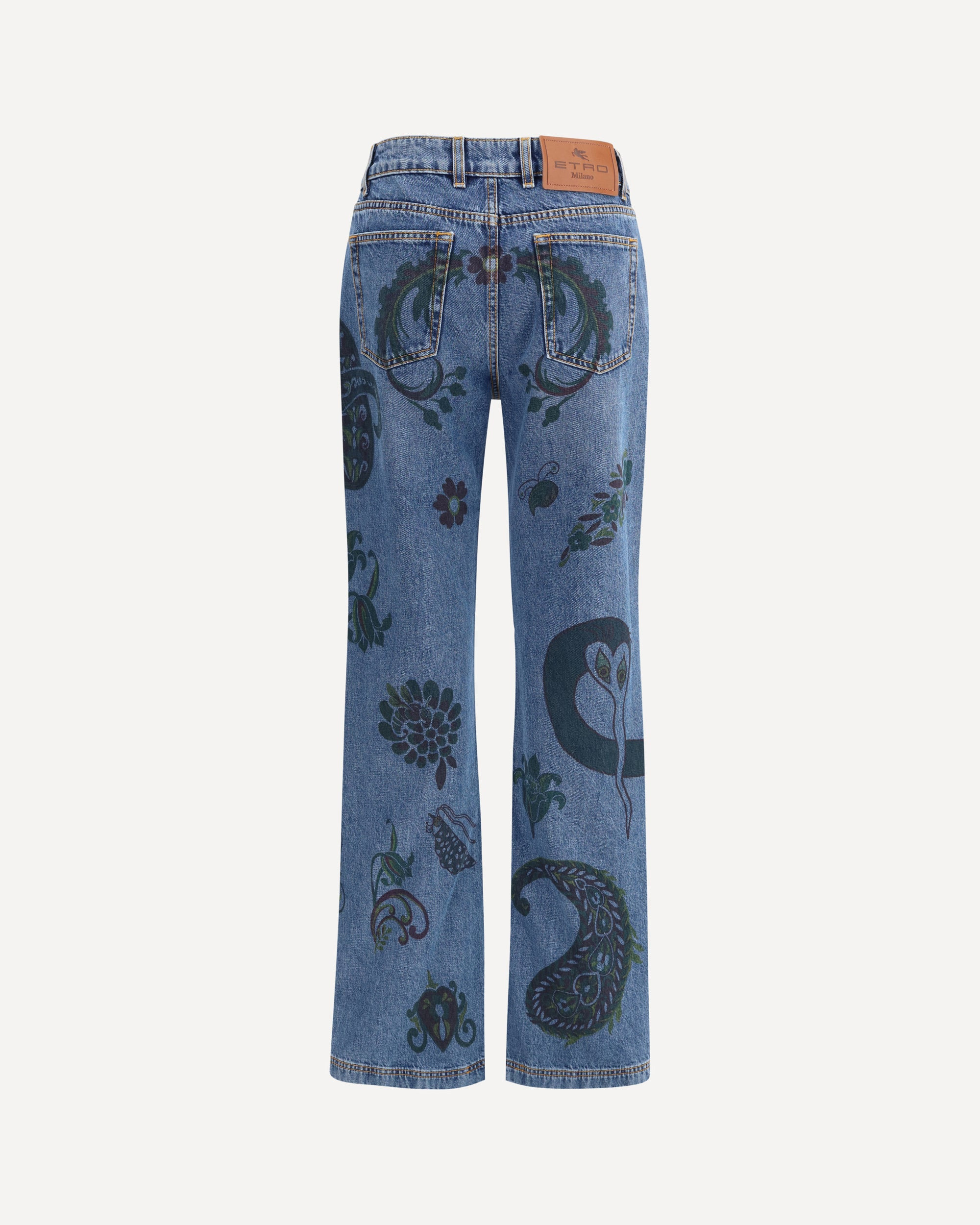 Flower and bee print flare Jeans - 2