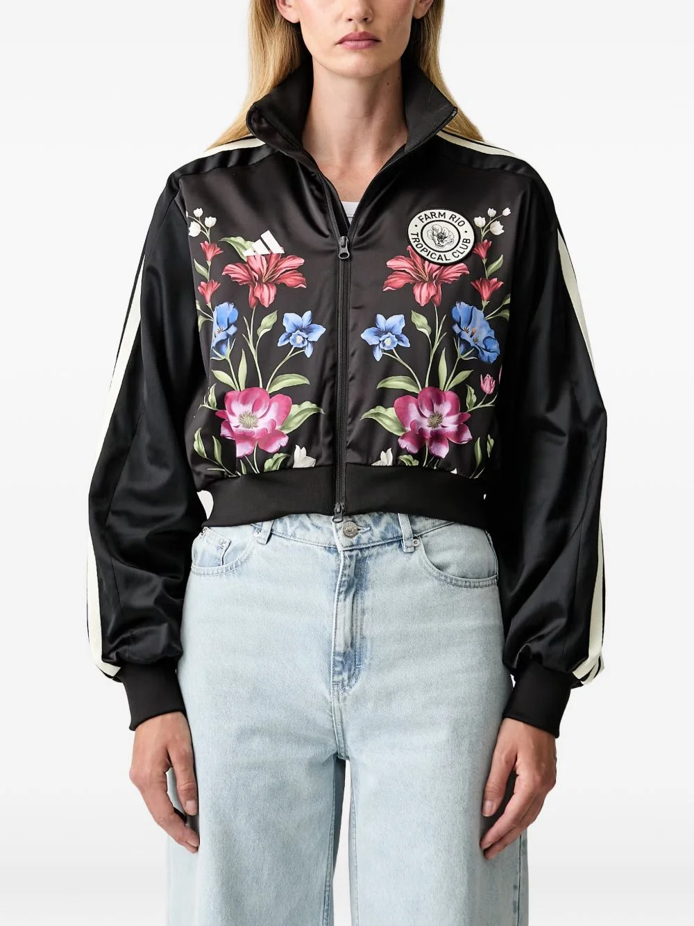 x Farm floral-print cropped jacket - 1