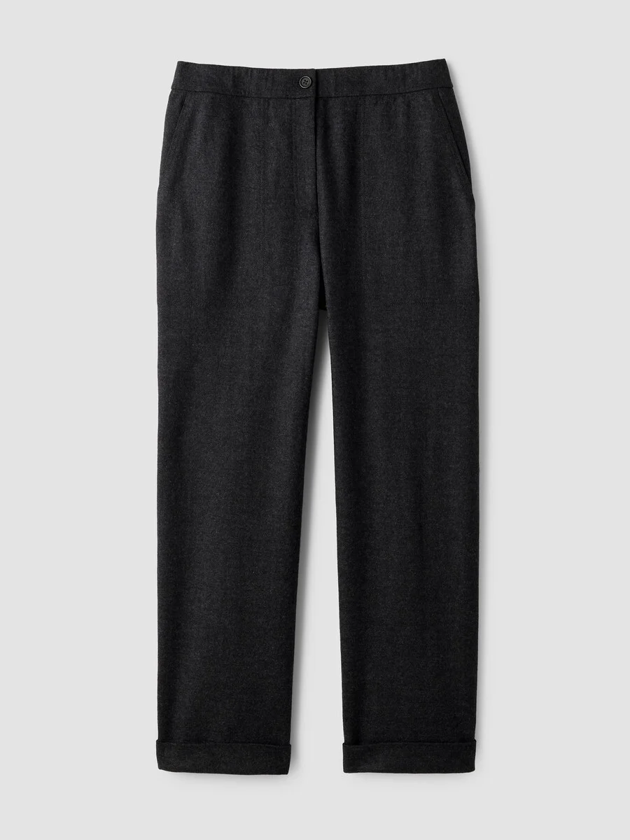 Mélange Felted Wool Jersey Straight Cuffed Pant in Regenerative Wool - 1