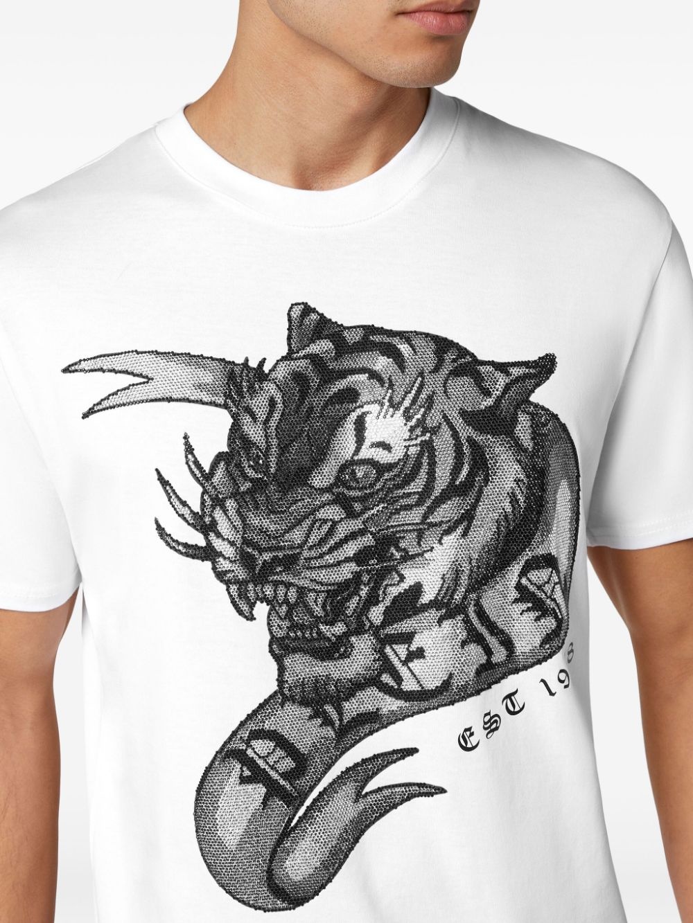 PHILIPP PLEIN SS Tattoo tiger print t shirt REVERSIBLE