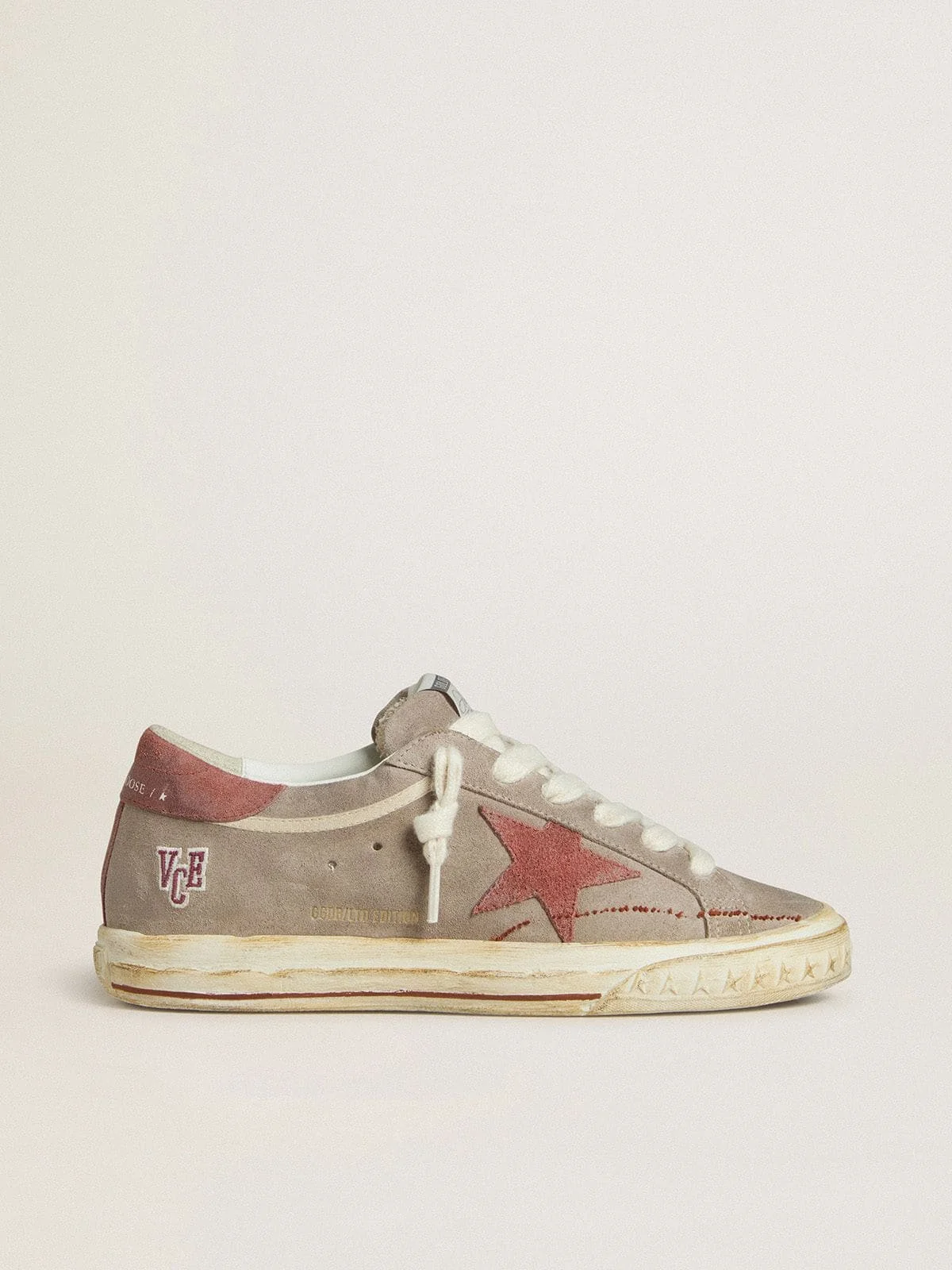 Men's Super-Star LTD in gray suede with red waxed suede star and heel tab - 1
