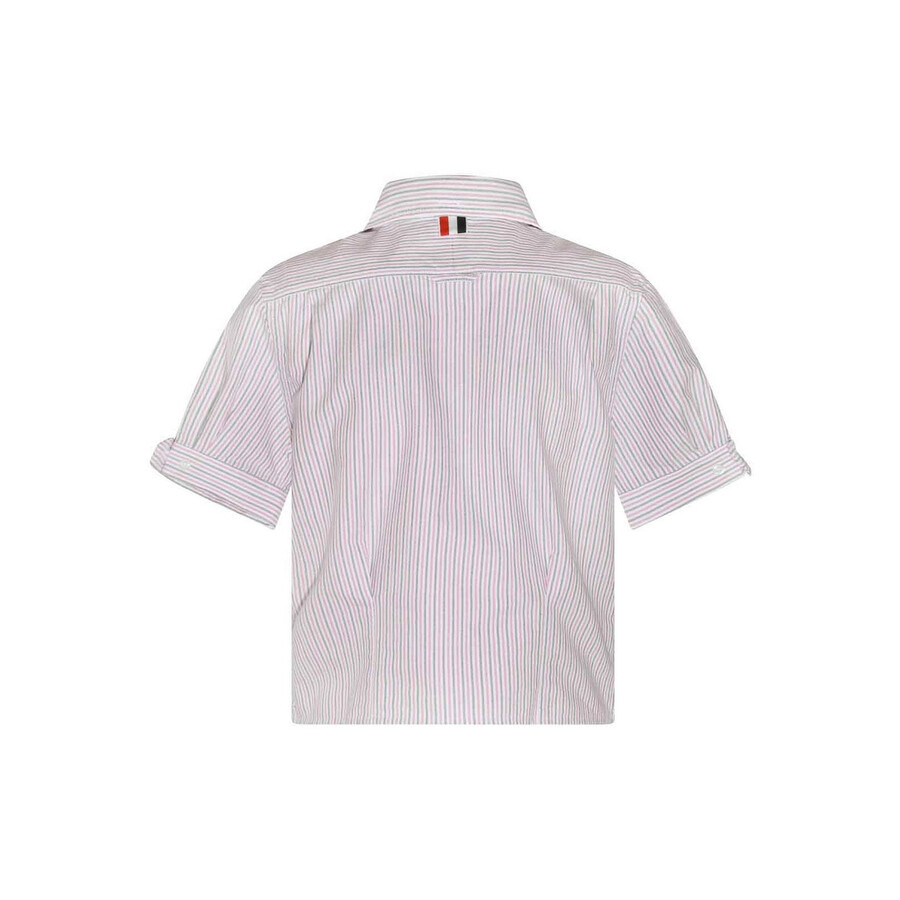 Thom Browne Short Sleeve Stripe Oxford Blouse - 2