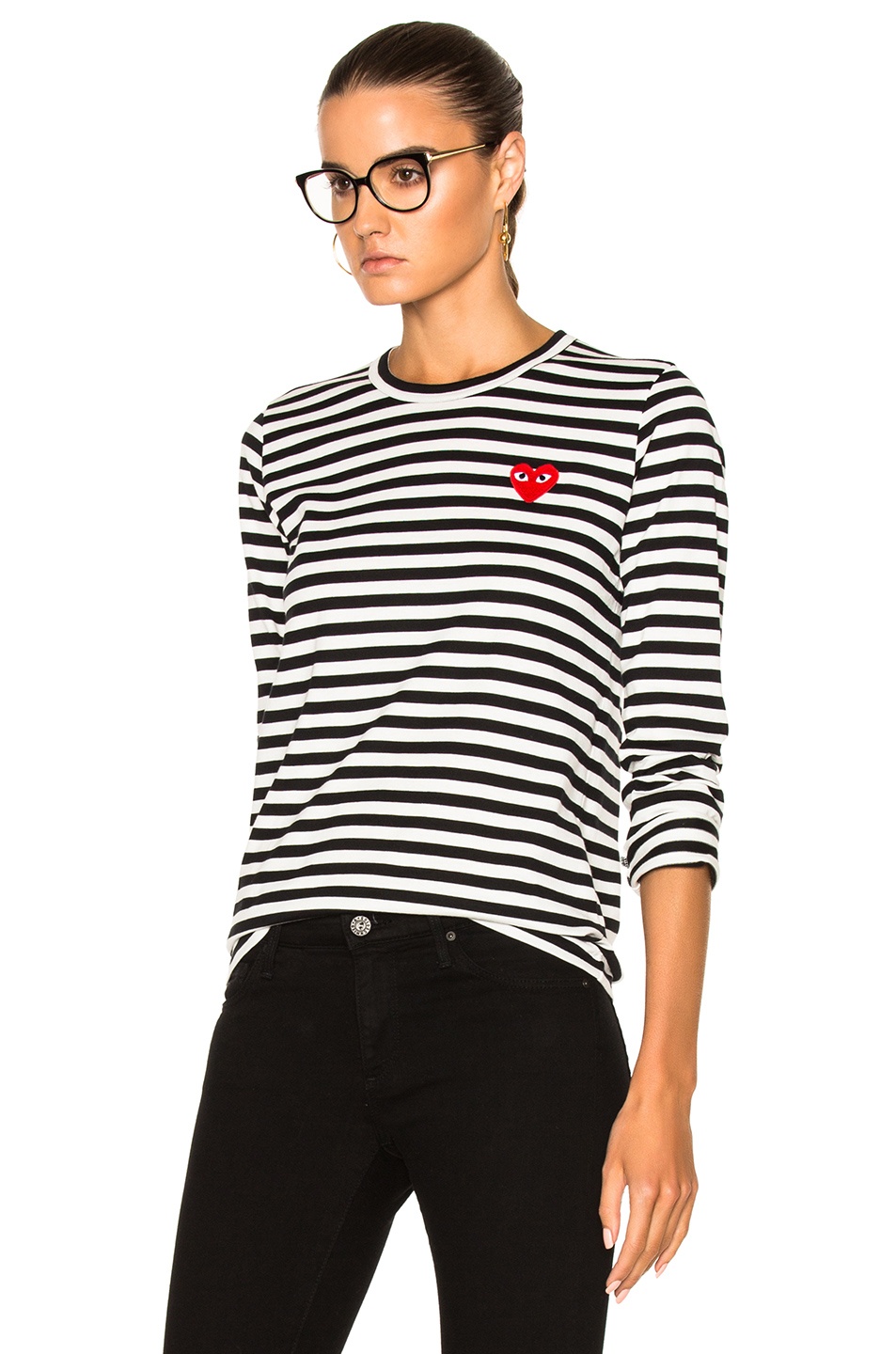 Cotton Red Emblem Stripe Tee - 2