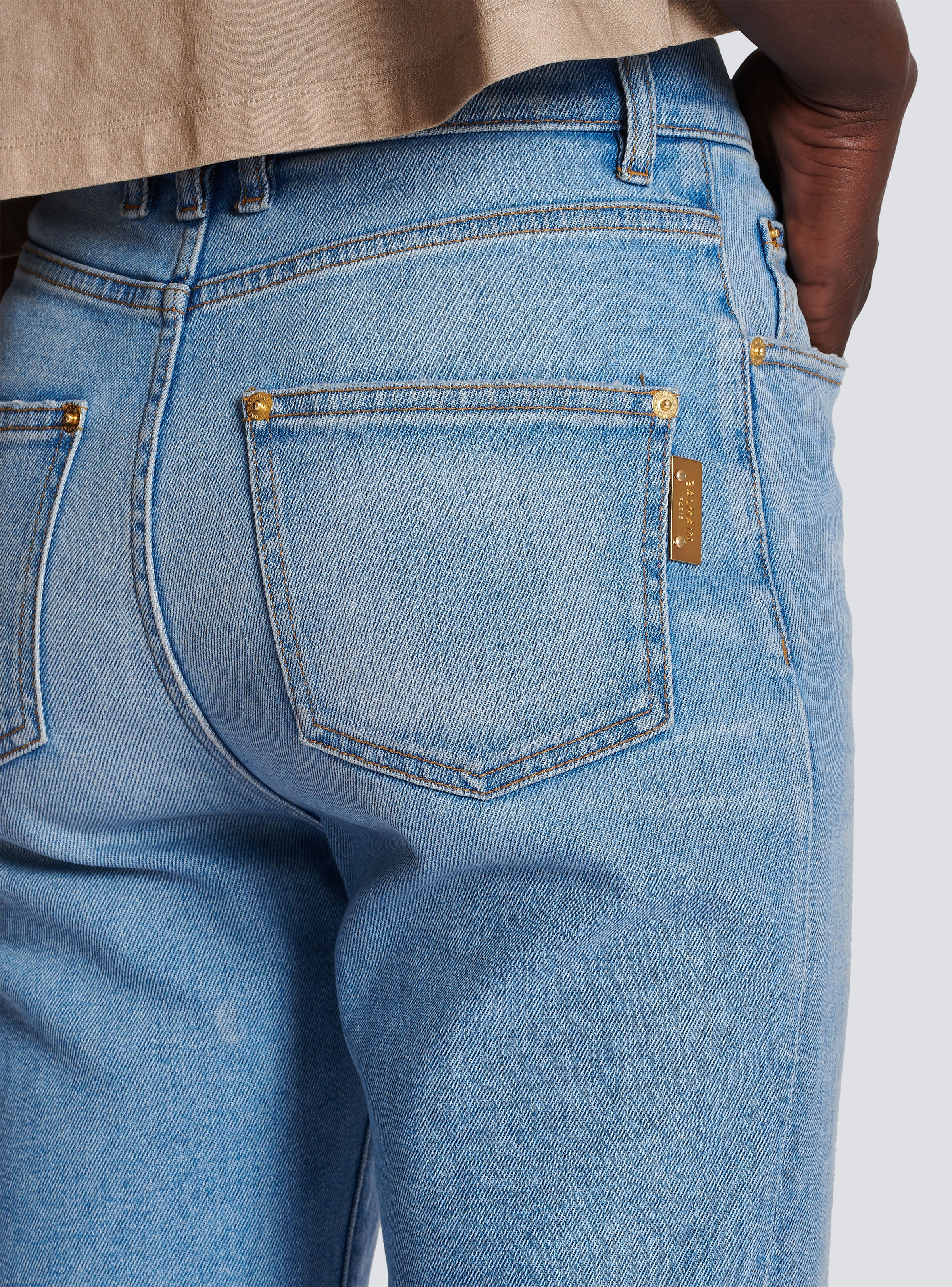 Faded denim slim fit jeans - 7