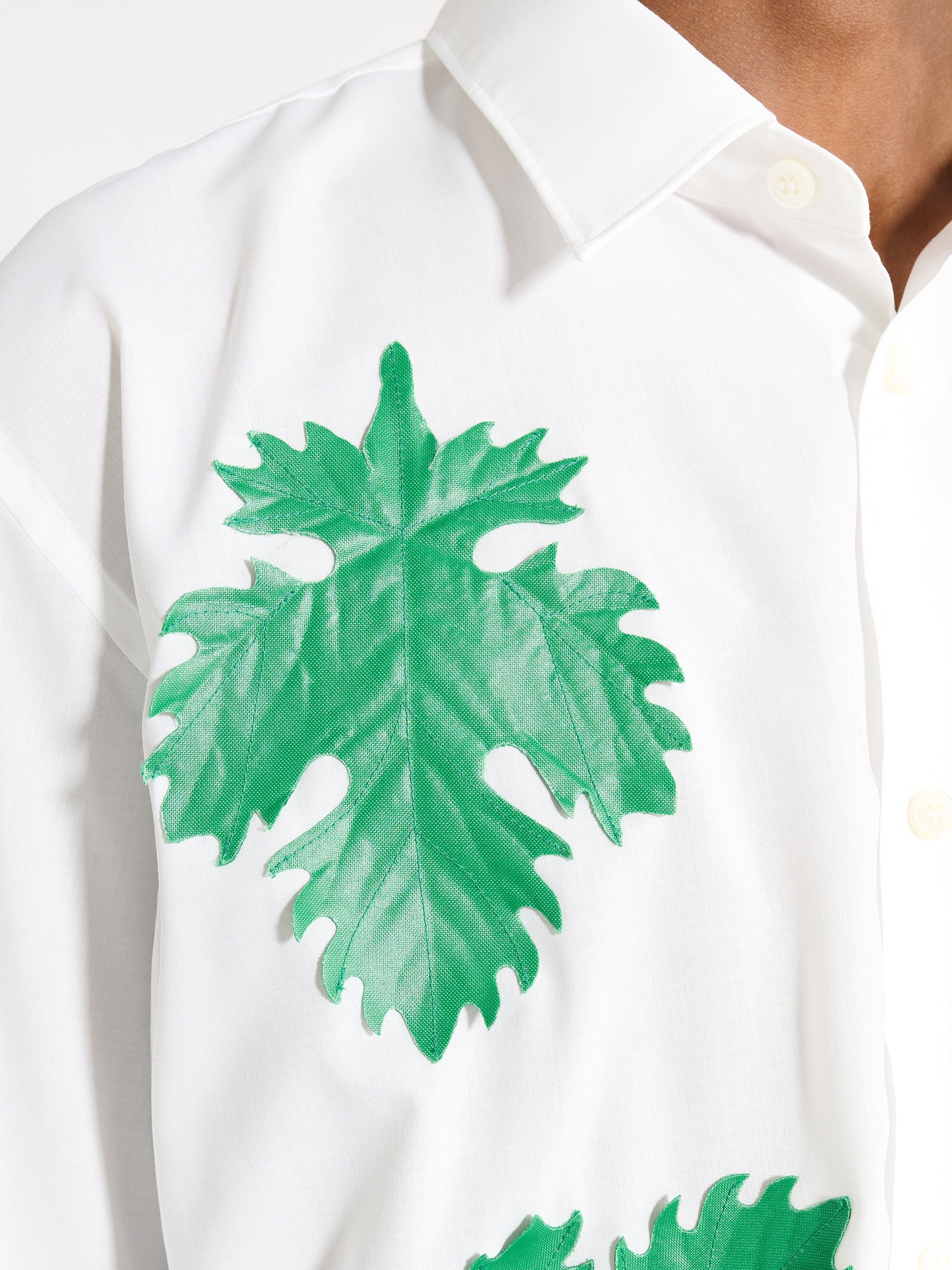 COMME DES GARÇONS HOMME PLUS BROAD LEAF MOTIF C SHIRT WHITE / GREEN - 6