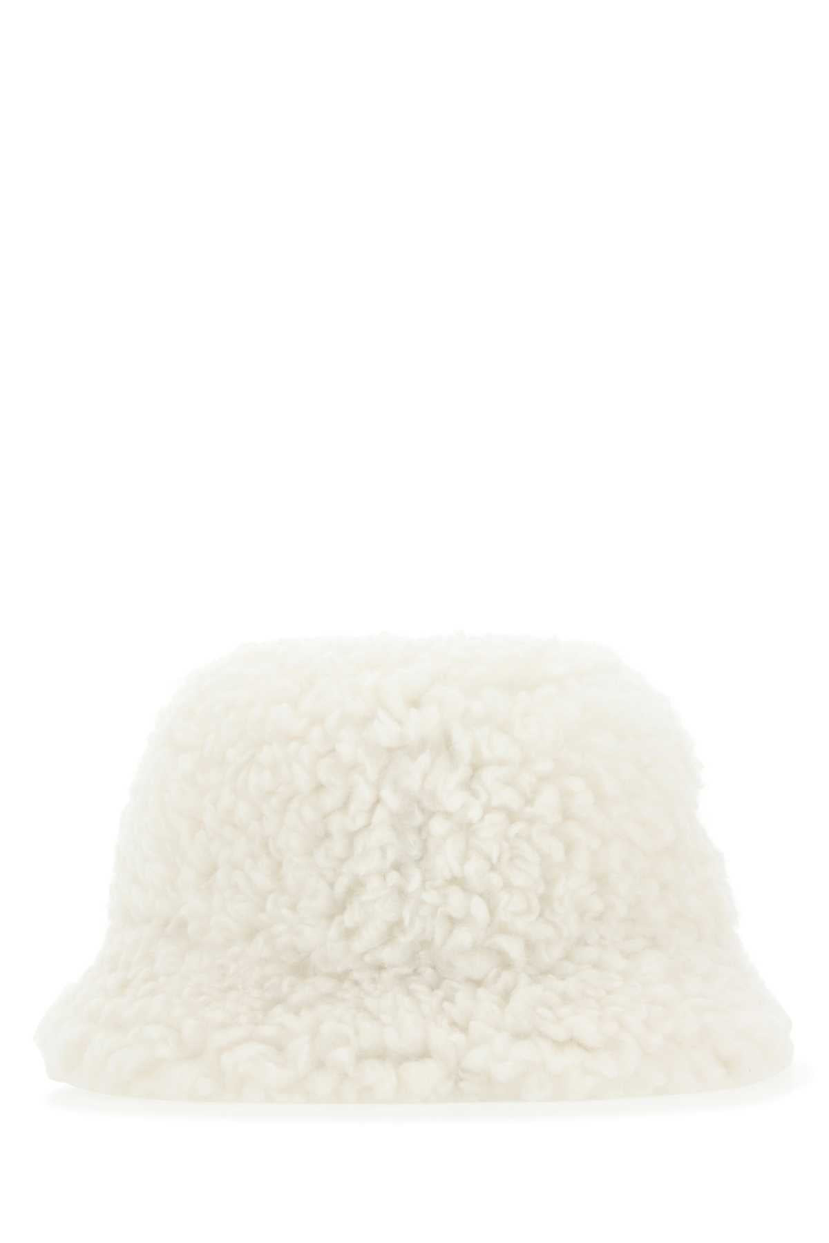 Prada Women Ivory Eco Shearling Hat - 3