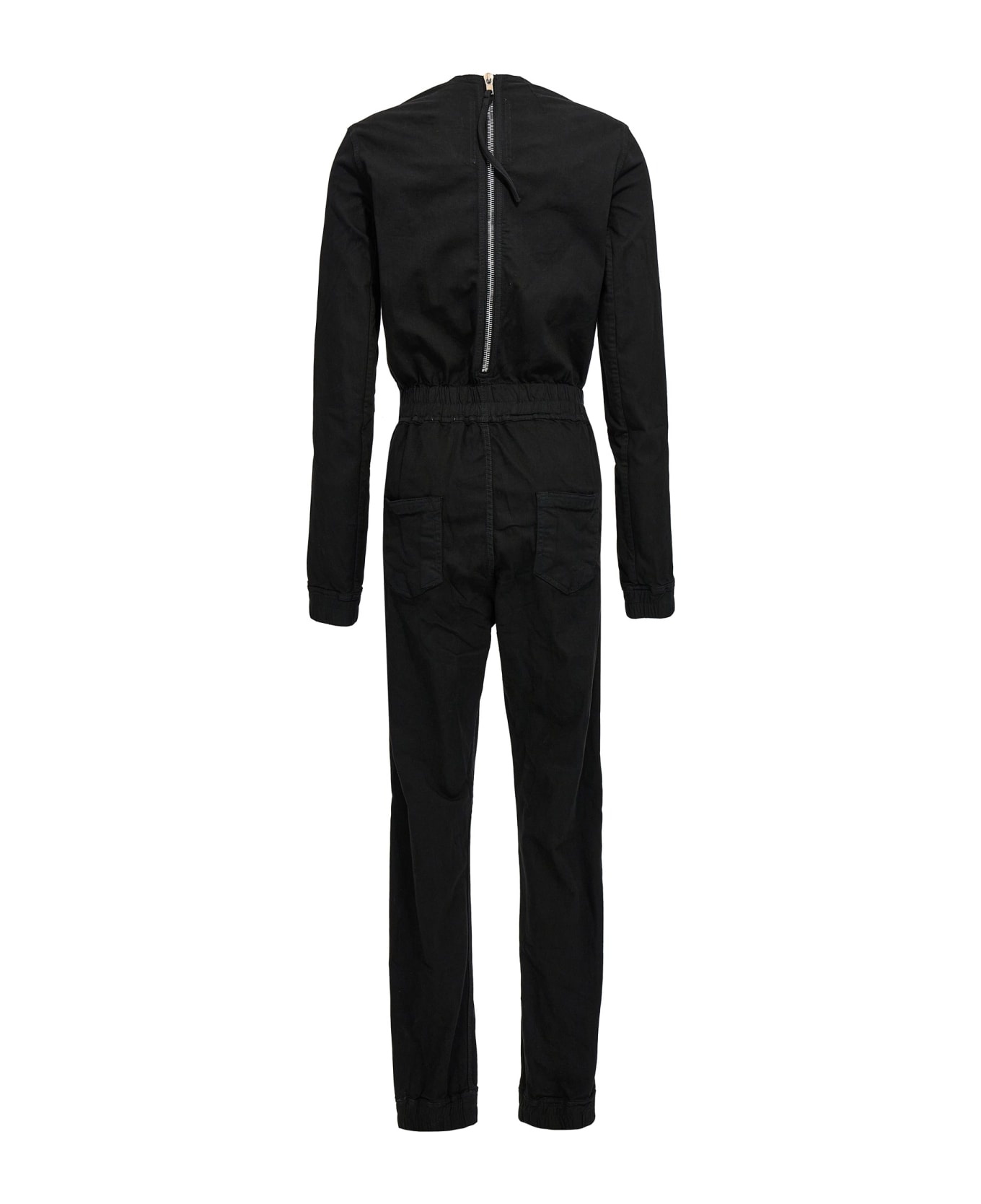 オールインワン・サロペット RICK OWENS 'Eclipse Bodybag' one-length bodysuit Rick Owens DRKSHDW Eclipse Black Coated Denim Cargo Jumpsuit