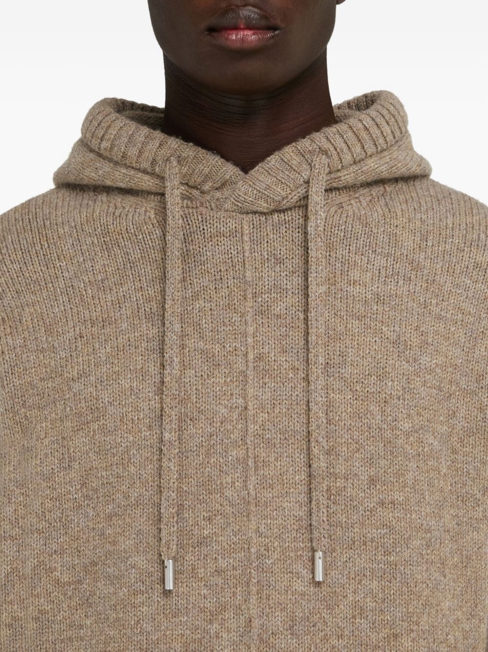 virgin-wool knitted hoodie - 5
