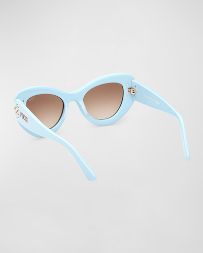 EMILIO PUCCI Filigree Acetate & Metal Cat-Eye Sunglasses outlook