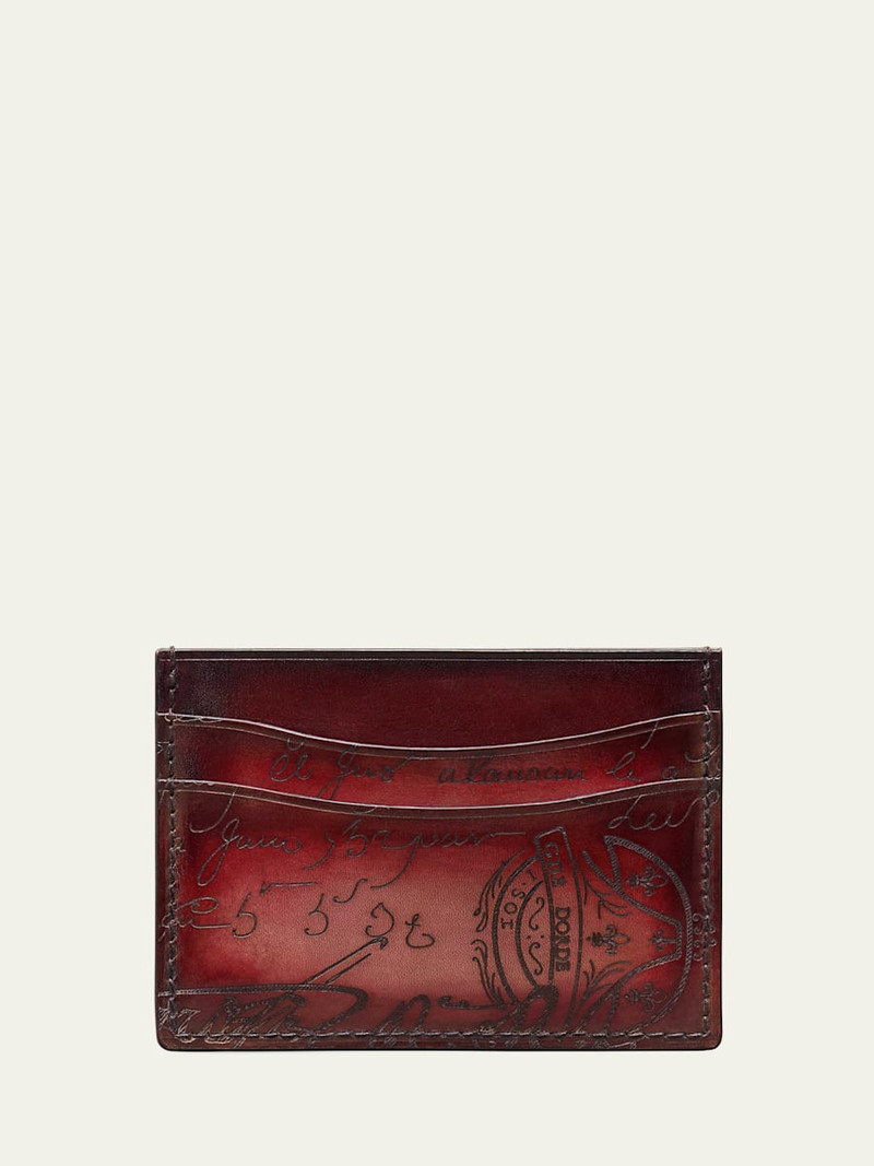 Berluti Men's Bambou Scritto Leather Card Holder outlook