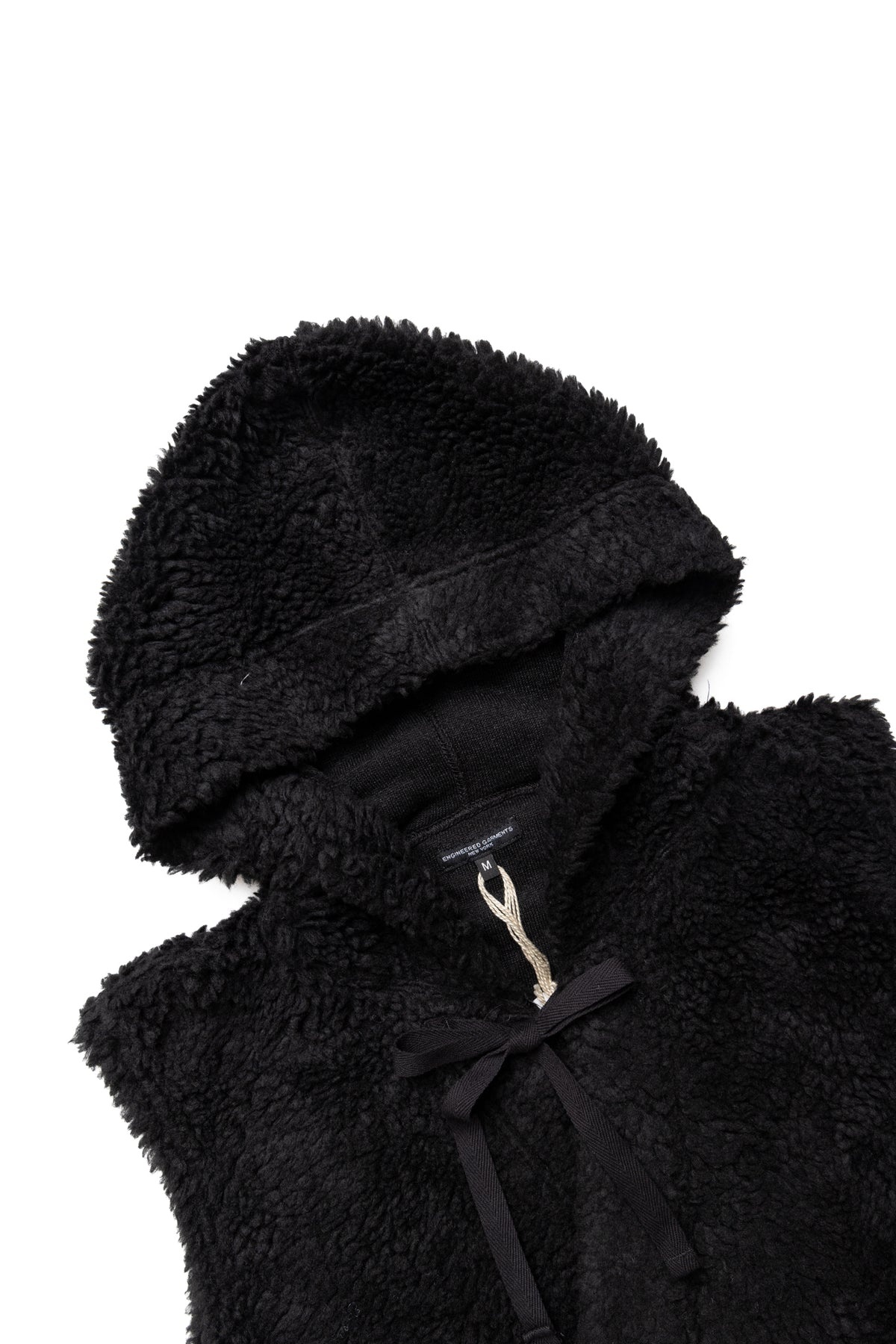 Hooded Knit Vest Polyester Shearling - Black - 6