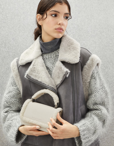 Brunello Cucinelli Nubuck city bag with monili and shearling details outlook