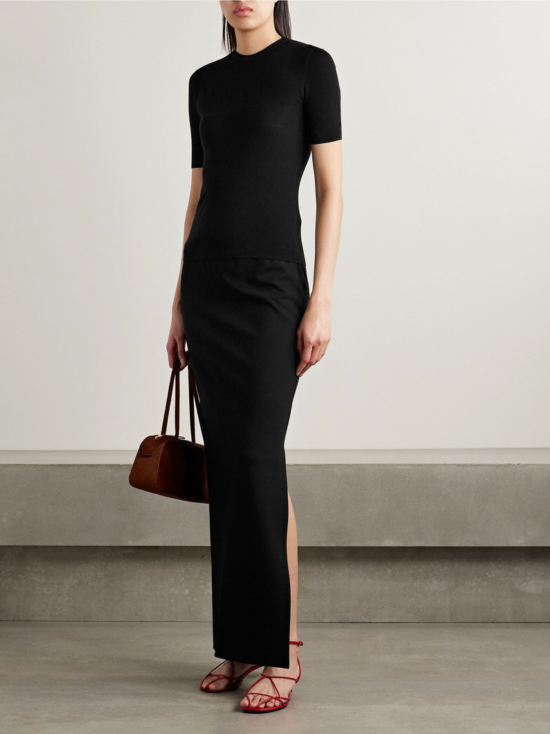KHAITE Celina ribbed wool-blend top Black outlook