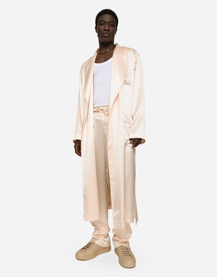 Silk satin robe with metal DG logo - 5