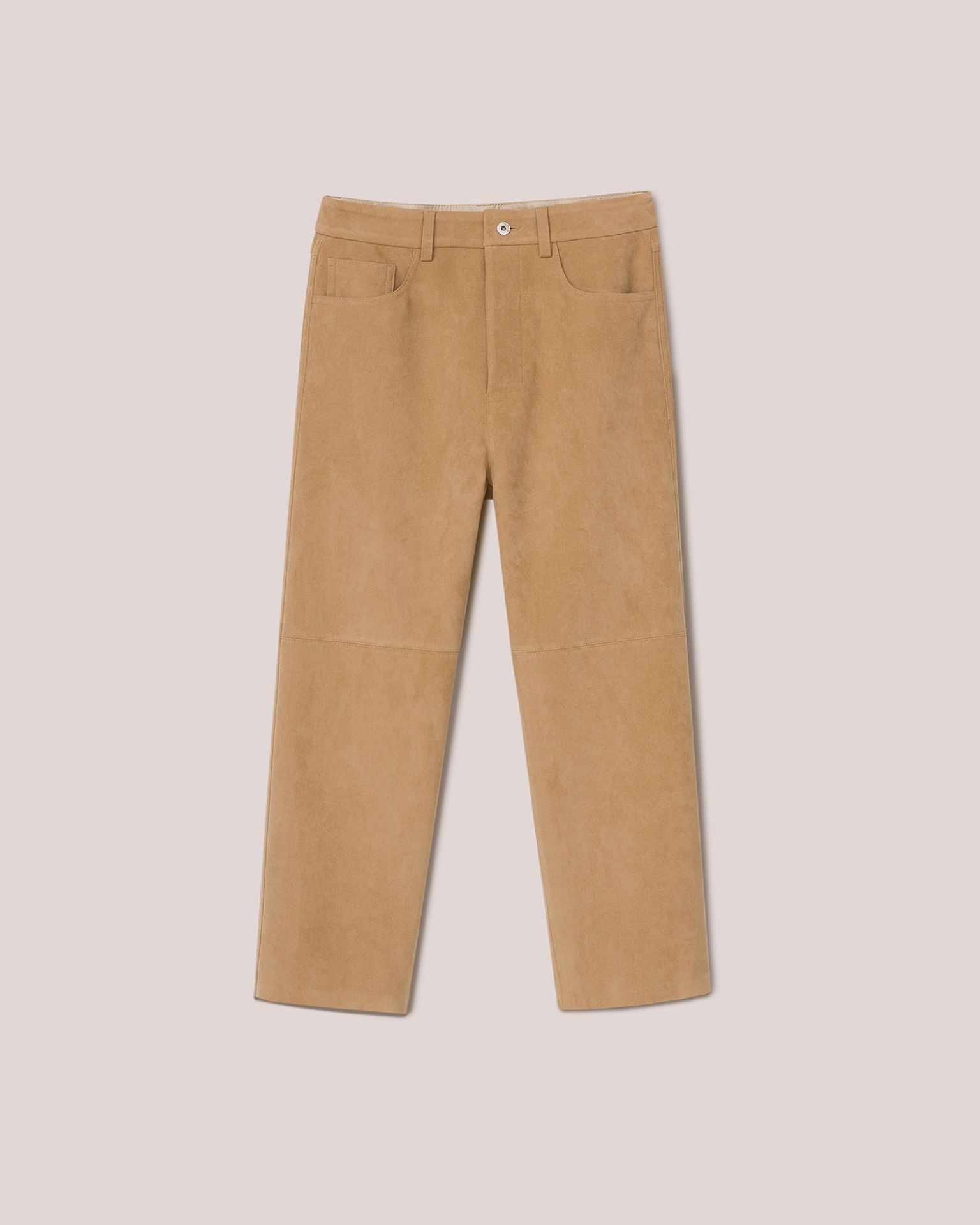 NOR - Vegan suede relaxed straight-leg pants - Beige - 1