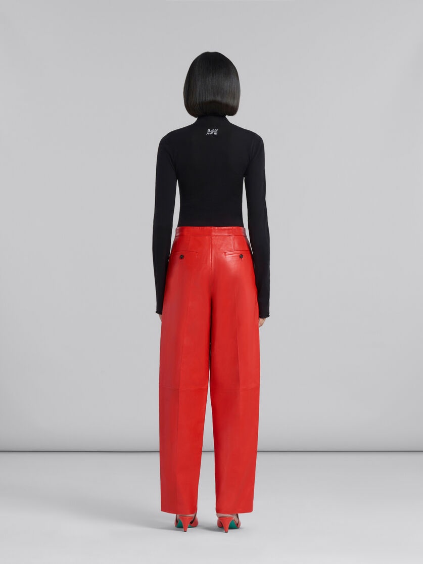 RED NAPPA LEATHER TAILORED TROUSERS - 3