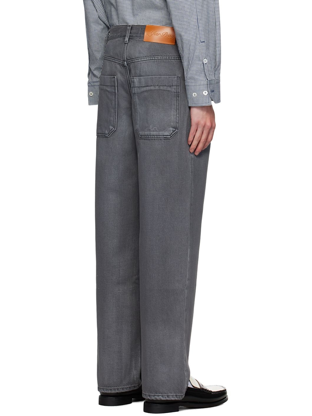 Gray Coated Wide Jeans - 3