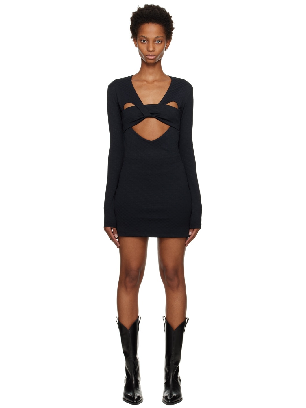 Black Monogram Mini Dress - 1