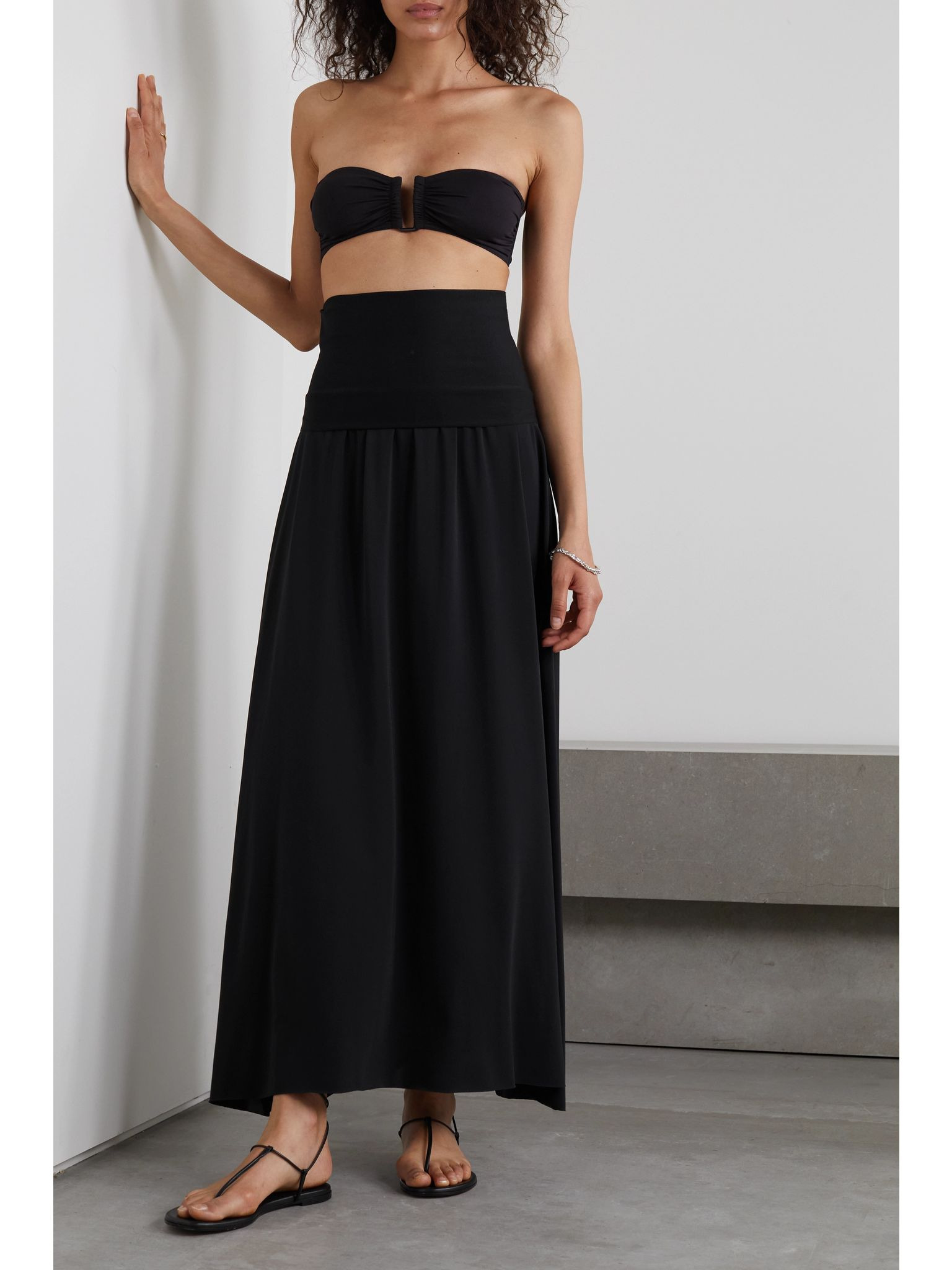 Oda strapless stretch-jersey maxi dress Black - 4