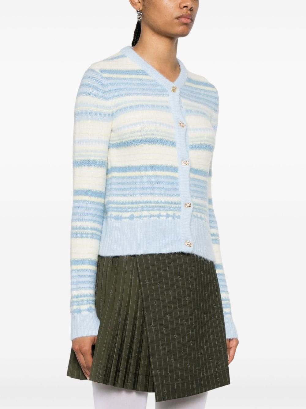 V-neck striped cardigan - 3
