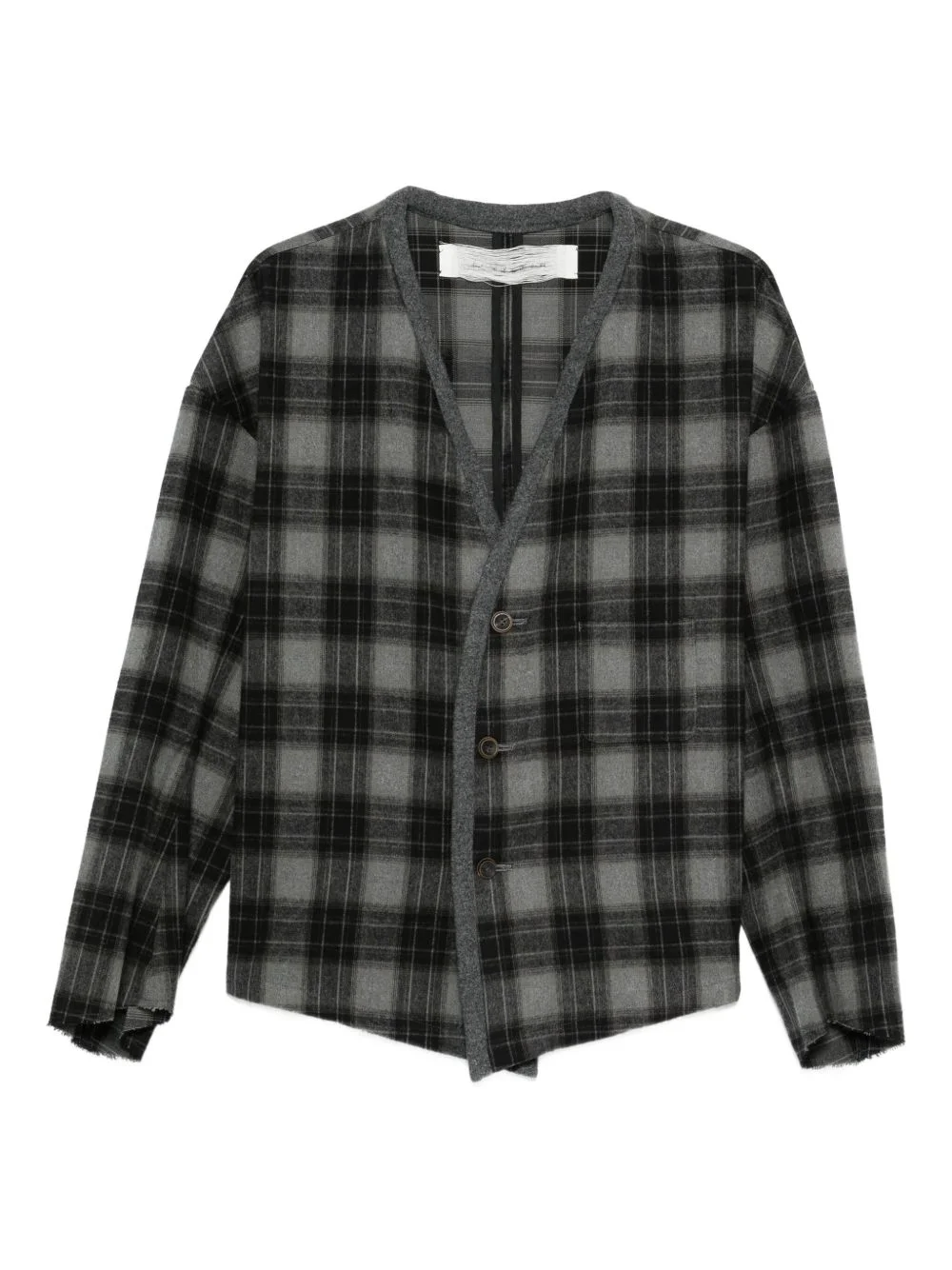 plaid-pattern cardigan - 1