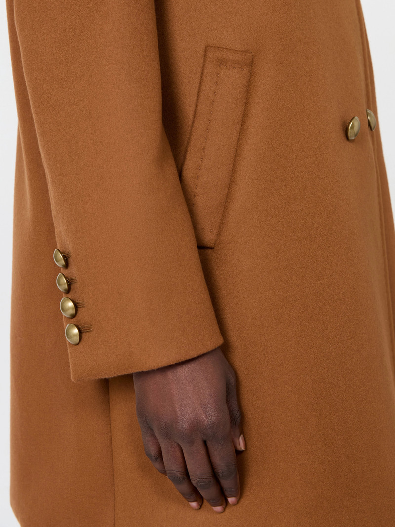 MARANTA Double-breasted wool broadcloth coat - TOBACCO 6