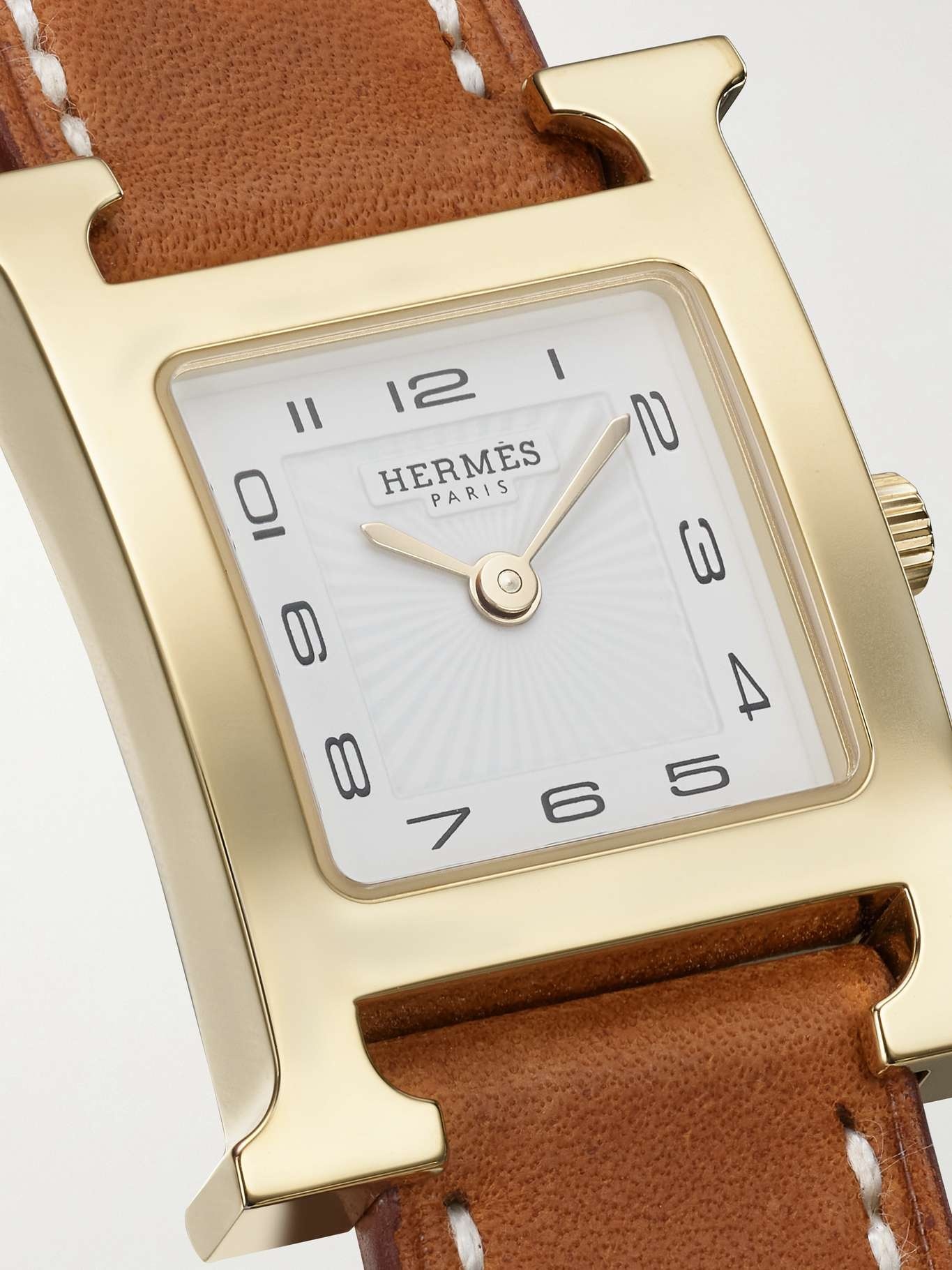 Heure H 25mm small gold-plated leather watch - 5
