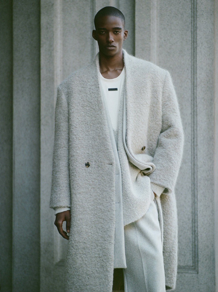 Wool Boucle Lapelless Coat - 2