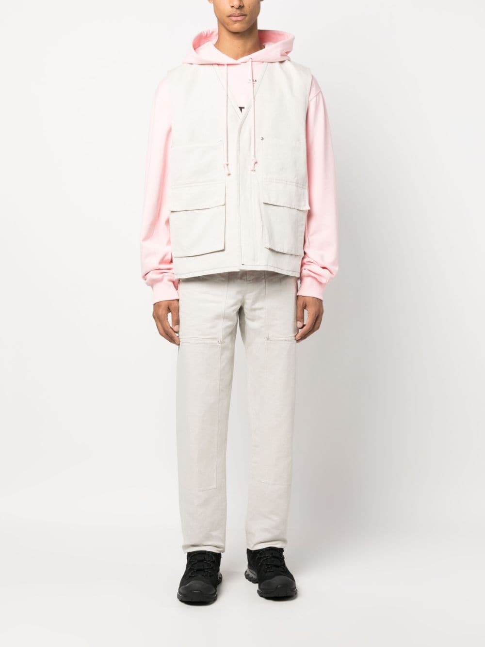 cotton-linen cargo gilet - 2