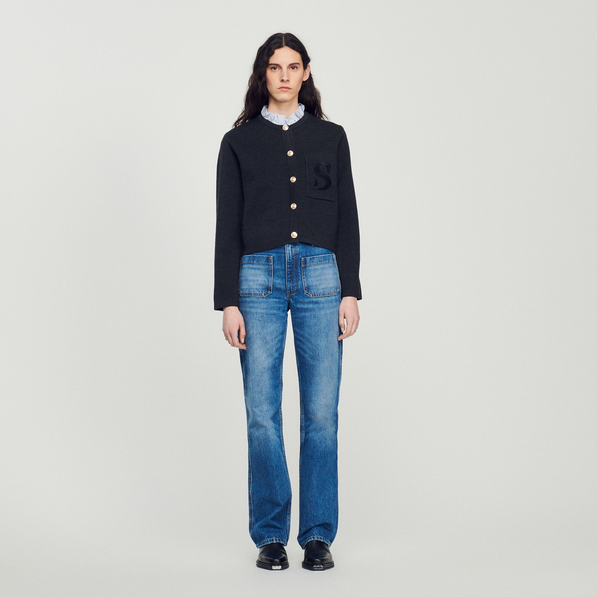 Sandro cardigan with embroidery on the back top