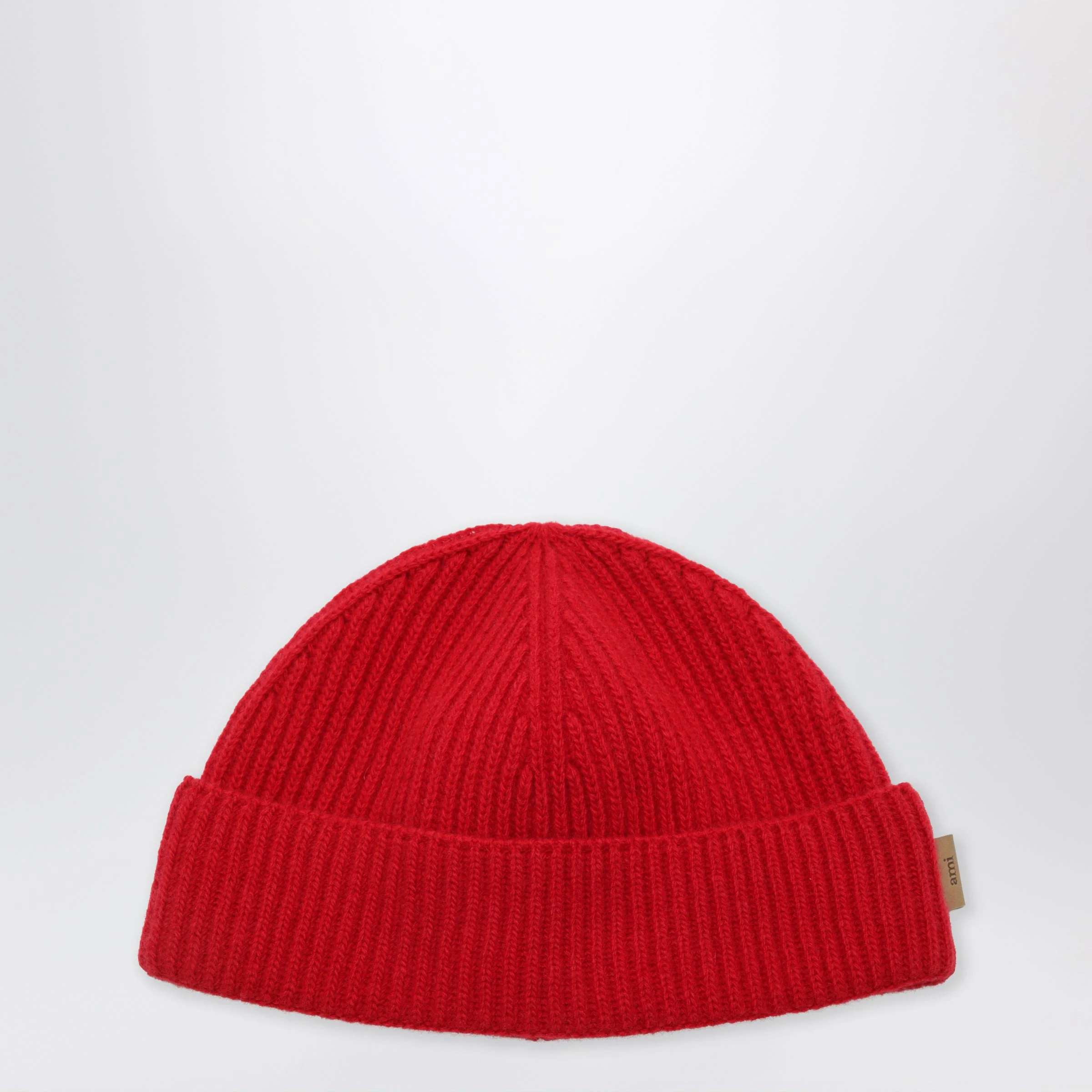 Ruby red ribbed wool beanie - 1