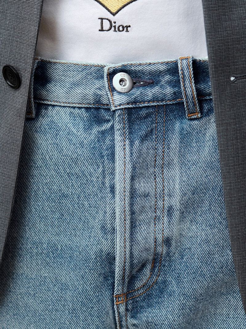 LONG REGULAR FIT JEANS IN BLUE COTTON TWILL 3