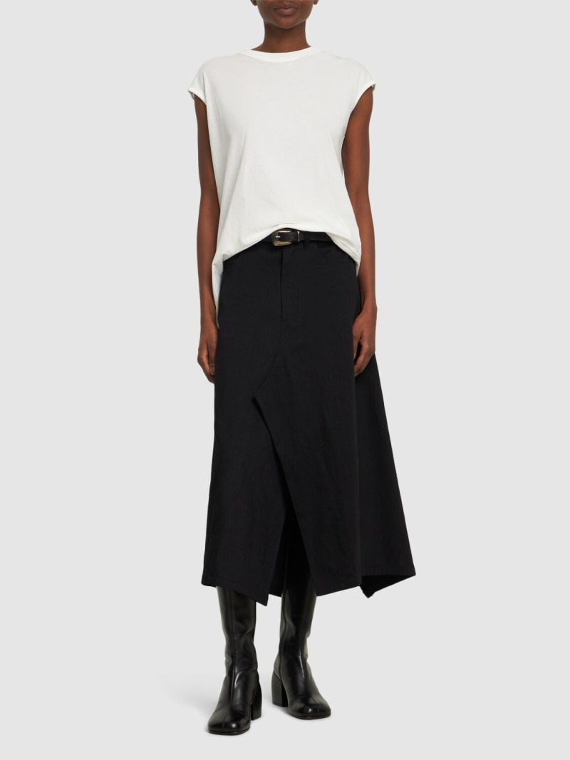 Wide structured cotton midi skirt - 2