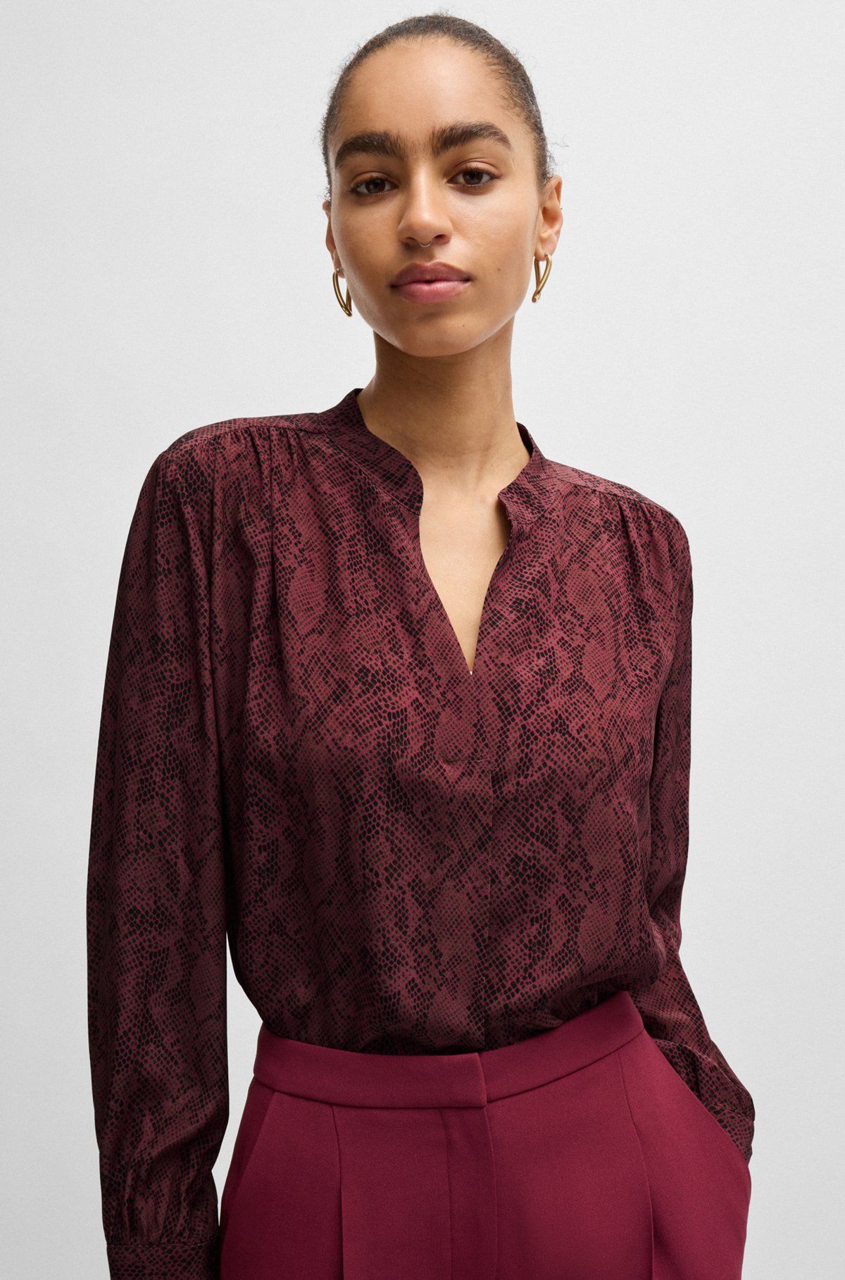 REGULAR-FIT BLOUSE IN SNAKE-PRINT SILK - 4