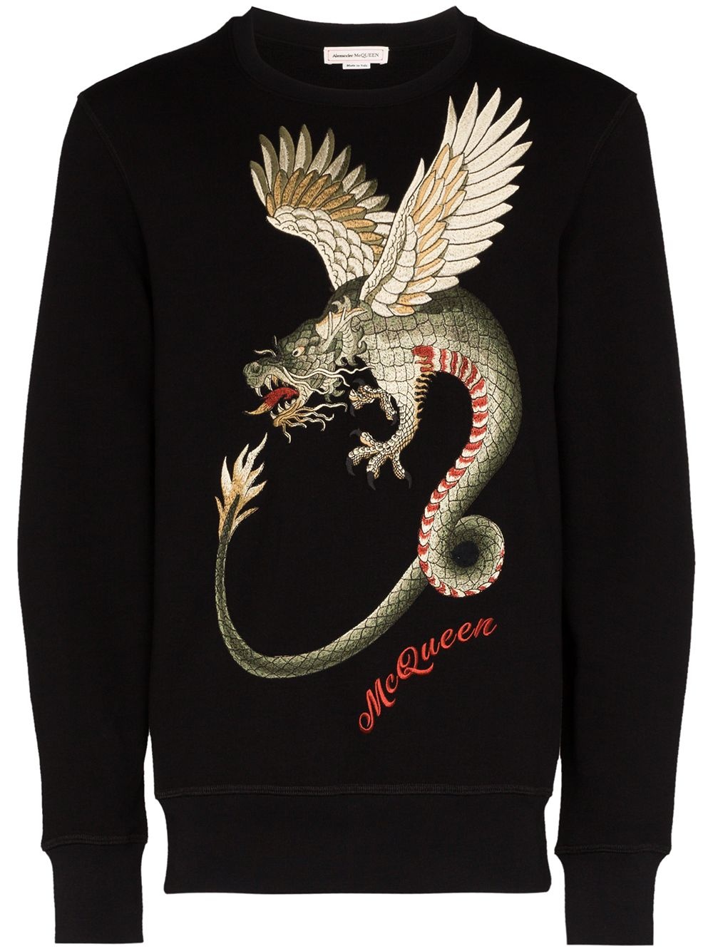 dragon-embroidered cotton jumper - 1