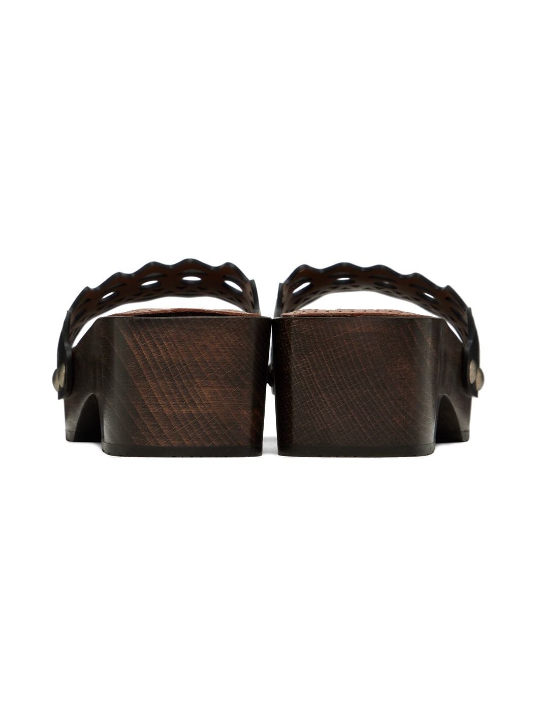 Black Wooden Flat Clogs - 2