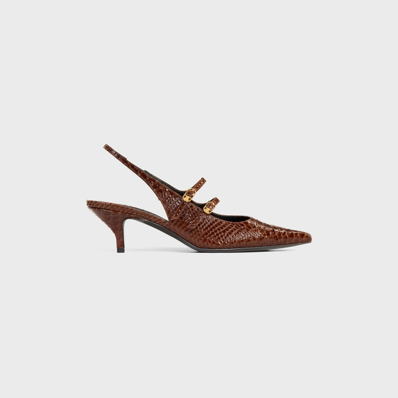 CELINE JUDY DOUBLE STRAP MARY JANE SLINGBACK IN PATENT PYTHON STAMPED CALFSKIN 1