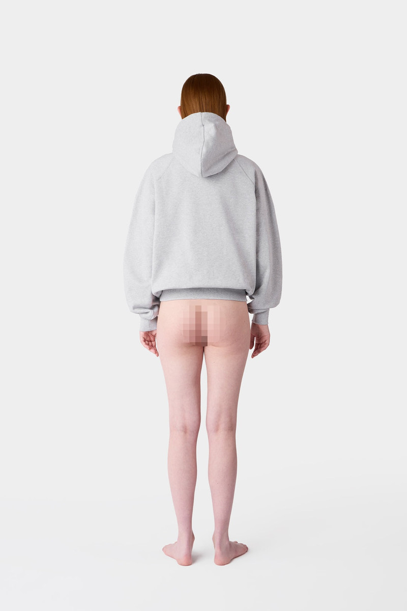 SMALL LOGO EMBROIDERED HOODIE / grey melange 8