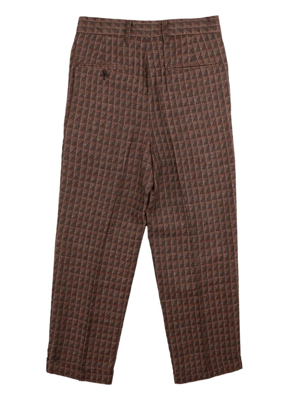 Tucked geometric-jacquard trousers - 2