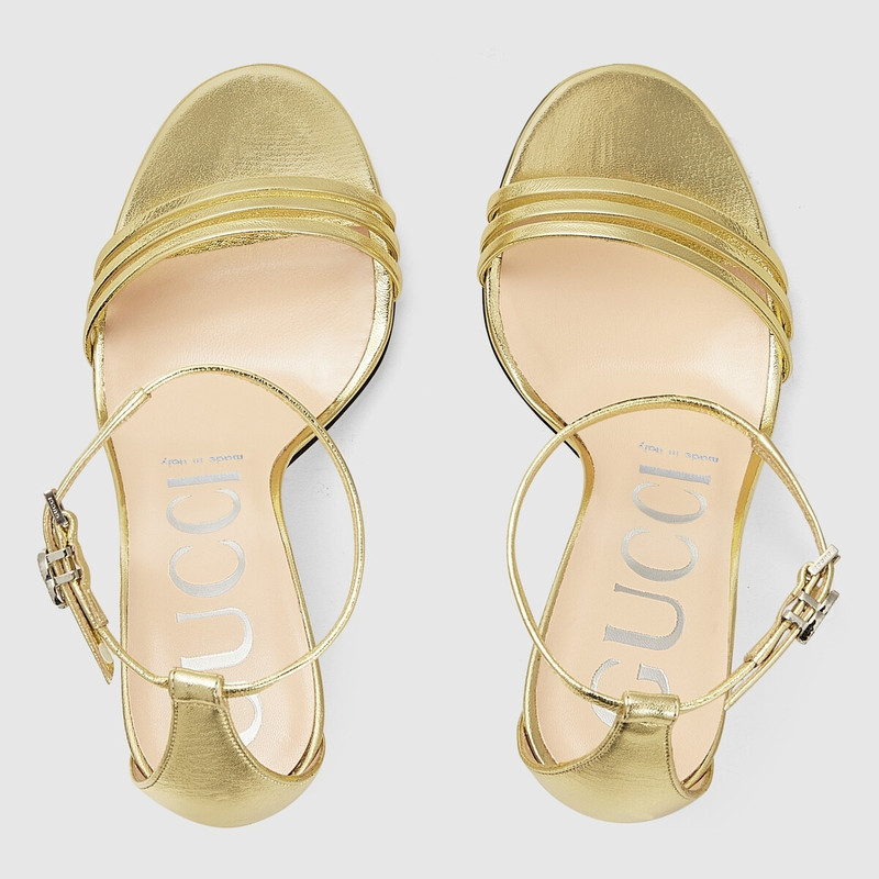 GUCCI Women's heeled metallic sandal outlook