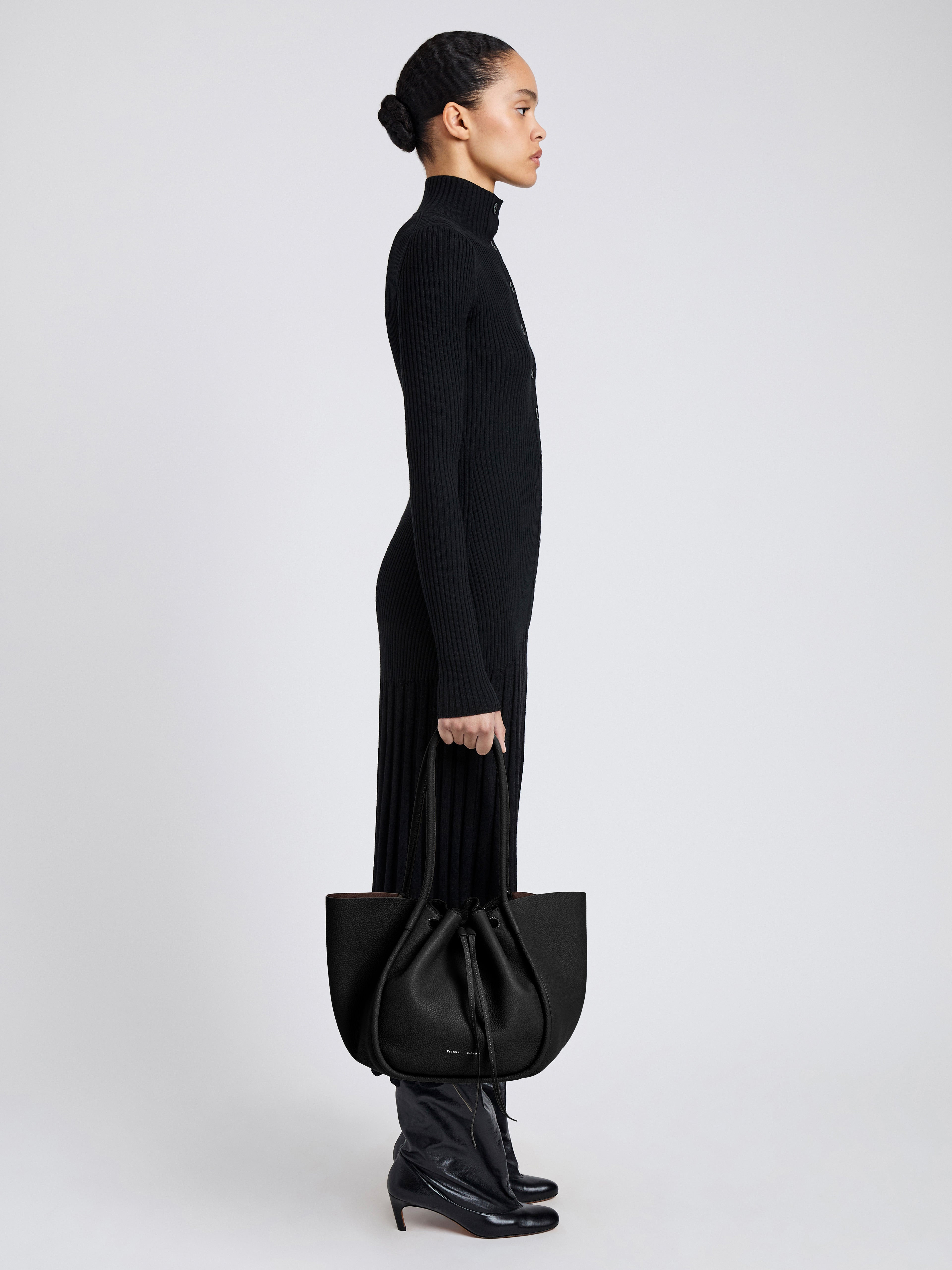 Large Ruched Tote in Soft Pebbled Calf - 6