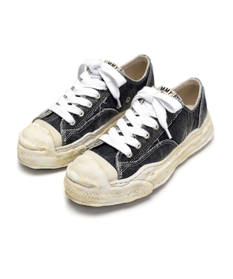 "HANK" OG Sole Bleach-Wash Denim Canvas Low-top Sneaker 7