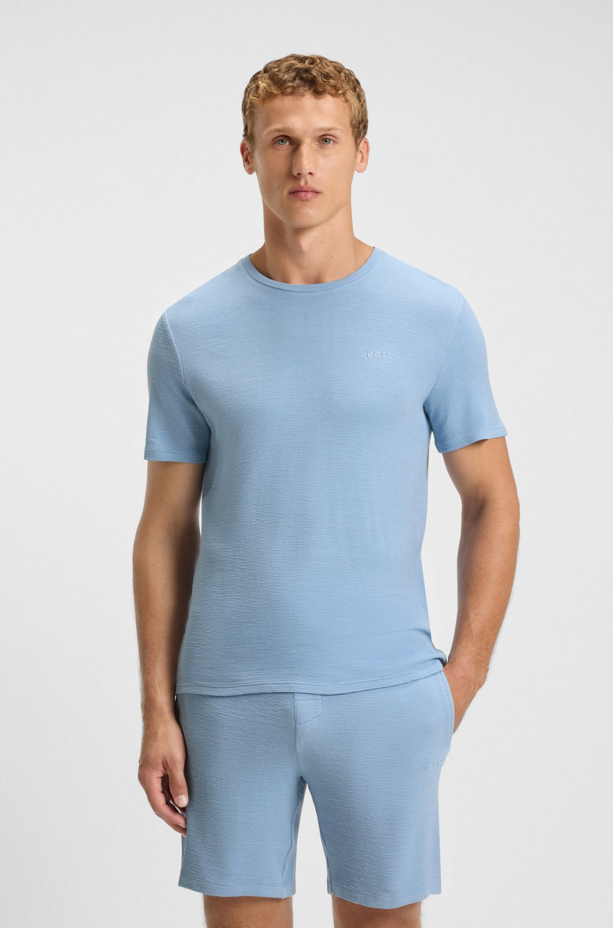STRETCH-JERSEY PAJAMA T-SHIRT WITH EMBROIDERED LOGO - 2
